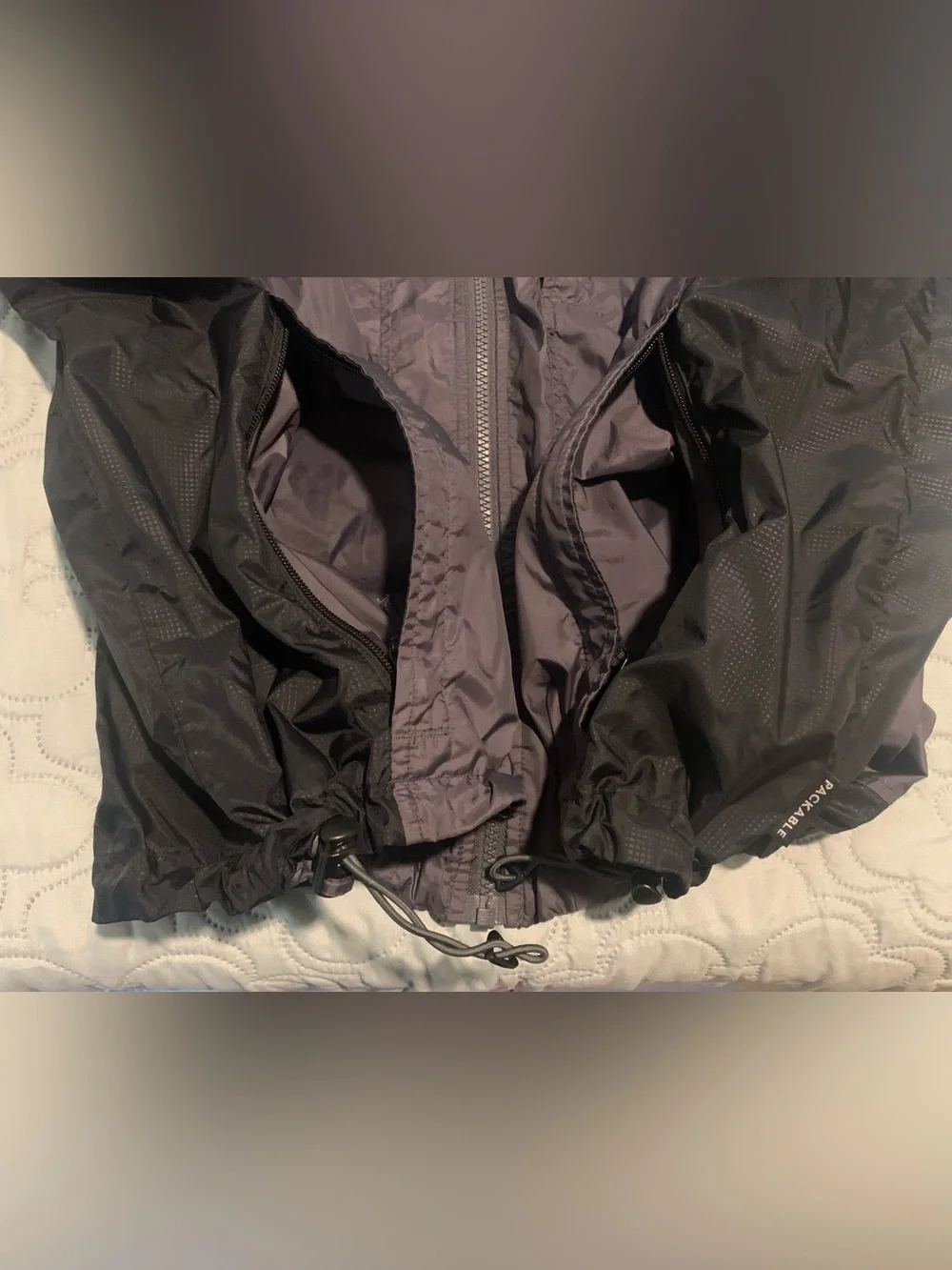 Columbia Packable Rain Jacket Black/Gray Hooded Glennaker Windbreaker Men’s XL